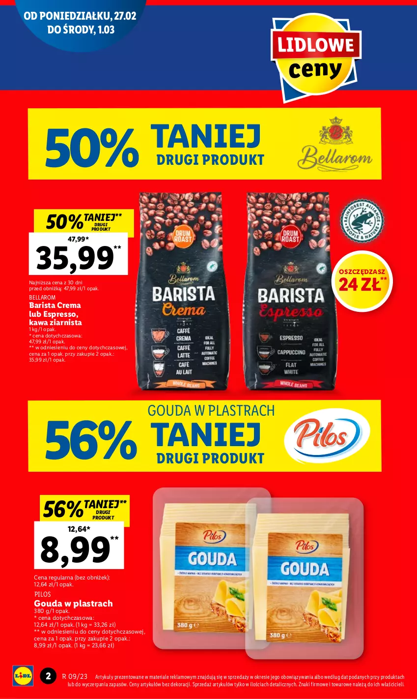 Gazetka promocyjna Lidl - GAZETKA - ważna 27.02 do 01.03.2023 - strona 2 - produkty: Bell, Bella, Gouda, Kawa, Kawa ziarnista, Pilos