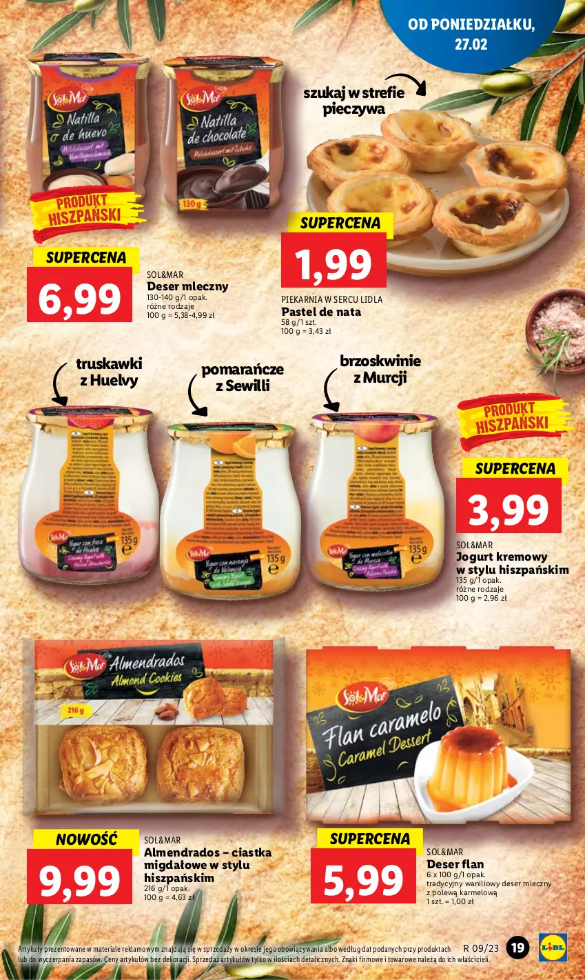 Gazetka promocyjna Lidl - GAZETKA - ważna 27.02 do 01.03.2023 - strona 21 - produkty: Brzoskwinie, Ciastka, Deser, Deser mleczny, Jogurt, Piec, Pomarańcze, Ser, Truskawki