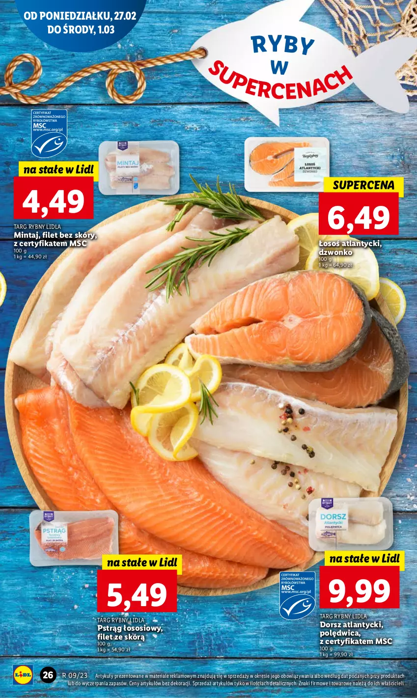 Gazetka promocyjna Lidl - GAZETKA - ważna 27.02 do 01.03.2023 - strona 30 - produkty: Dorsz, Mintaj, Polędwica, Pstrąg, Pstrąg łososiowy, Sos