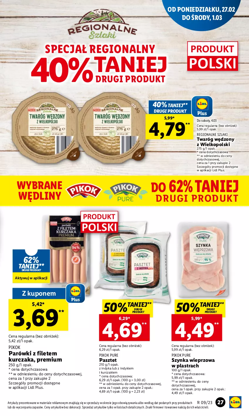 Gazetka promocyjna Lidl - GAZETKA - ważna 27.02 do 01.03.2023 - strona 31 - produkty: Kurczak, Parówki, Pasztet, PIKOK, Pur, Szynka, Szynka wieprzowa, Twaróg