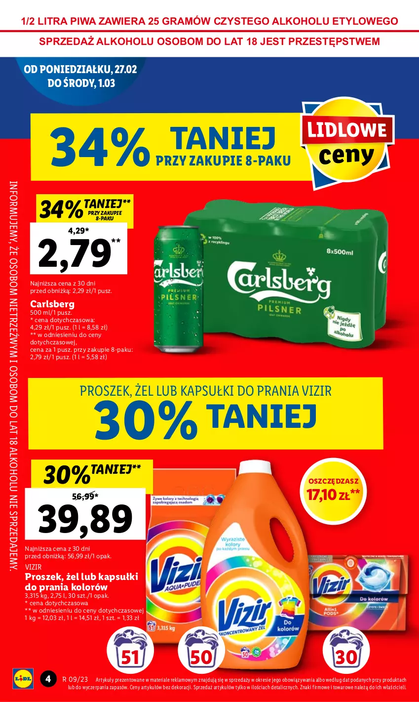 Gazetka promocyjna Lidl - GAZETKA - ważna 27.02 do 01.03.2023 - strona 4 - produkty: Carlsberg, Gra, Kapsułki do prania, Piwa, Vizir