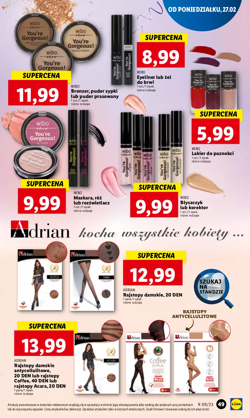 Gazetka promocyjna Lidl - GAZETKA - ważna 27.02 do 01.03.2023 - strona 55 - produkty: Bronzer, Lakier, Lakier do paznokci, Maska, Maskara, Puder, Puder prasowany, Rajstopy, Rozświetlacz, Top, Wibo