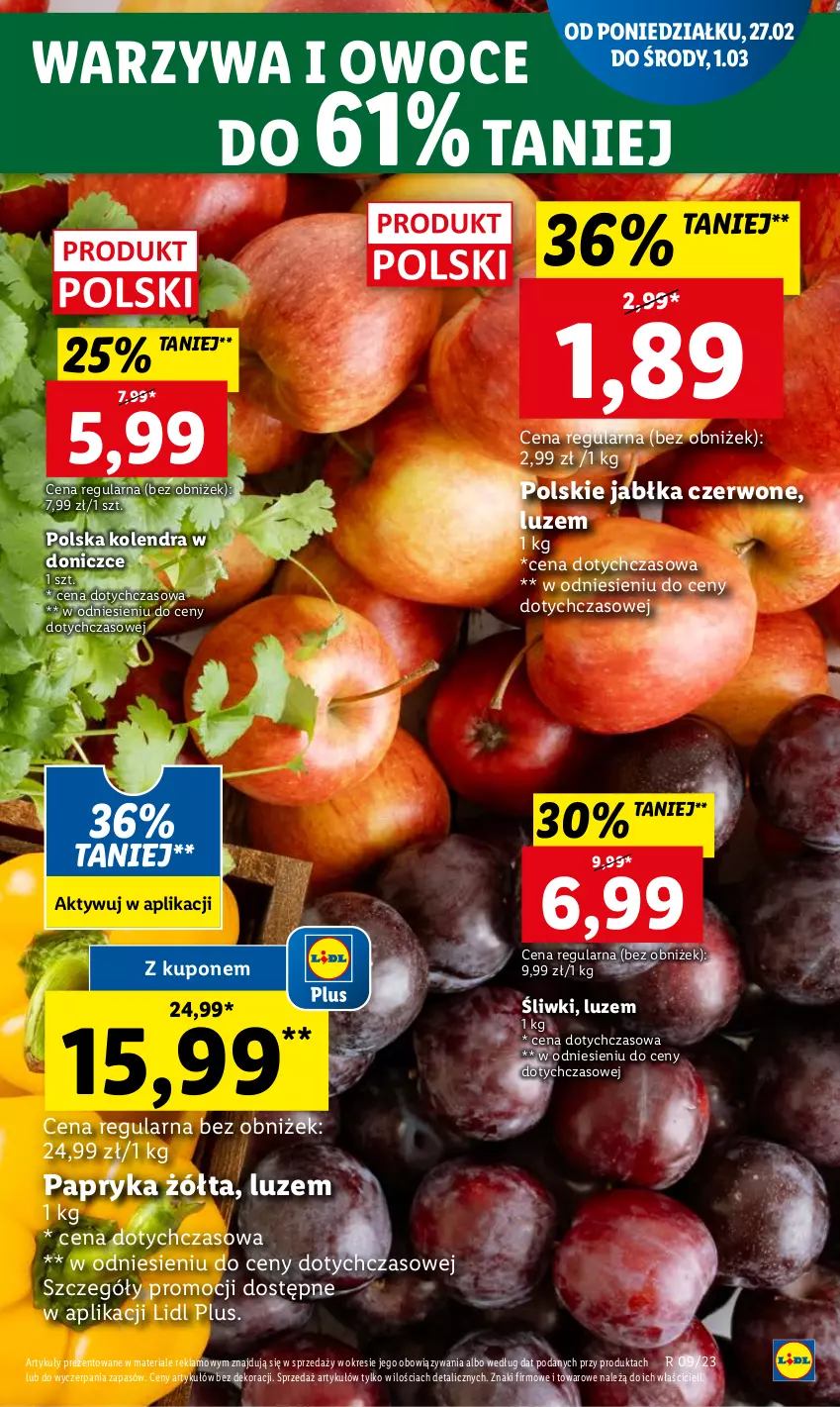 Gazetka promocyjna Lidl - GAZETKA - ważna 27.02 do 01.03.2023 - strona 9 - produkty: Jabłka, Kolendra, Owoce, Papryka, Papryka żółta, Warzywa, Warzywa i owoce