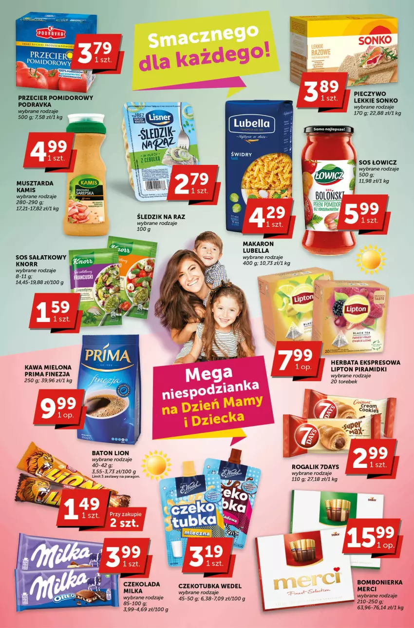 Gazetka promocyjna Groszek - ważna 18.05 do 30.05.2023 - strona 3 - produkty: Baton, Bell, Bella, Czekolada, Herbata, Knorr, Lion, Lipton, Lubella, Makaron, Merci, Milka, Mus, Musztarda, Piec, Pieczywo, Prima, Rogal, Sałat, Ser, Sonko, Sos