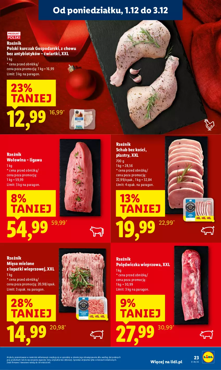 Gazetka promocyjna Lidl - GAZETKA - ważna 01.12 do 03.12.2025 - strona 25 - produkty: Kurczak, Mięso, Mięso mielone, Mięso mielone z łopatki wieprzowej, Polędwiczka wieprzowa, Schab bez kości, Wołowina