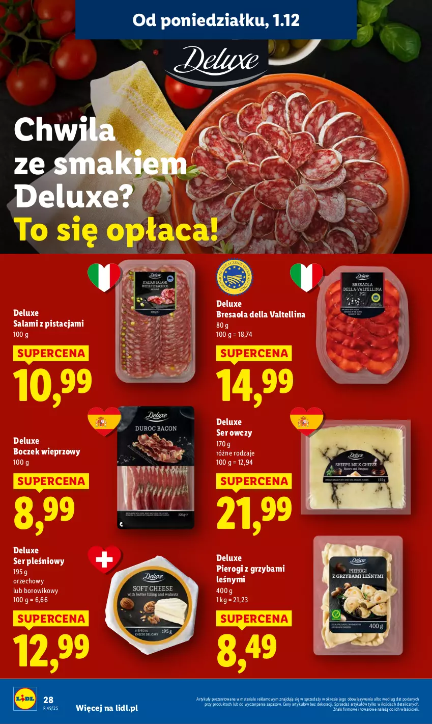 Gazetka promocyjna Lidl - GAZETKA - ważna 01.12 do 03.12.2025 - strona 30 - produkty: Boczek, Boczek wieprzowy, Bresaola, Dell, Pierogi, Salami, Ser, Ser owczy, Ser pleśniowy, Wiko