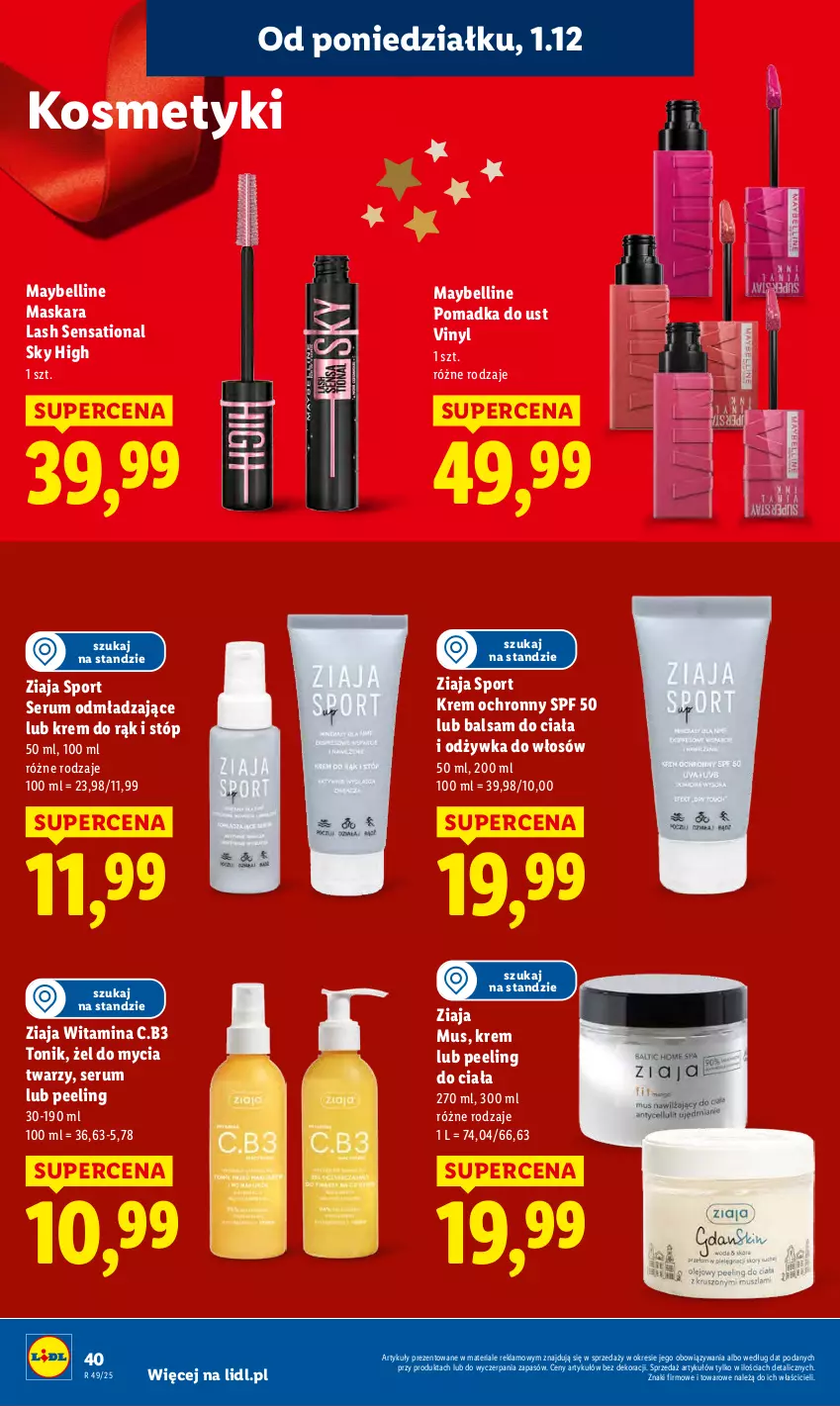 Gazetka promocyjna Lidl - GAZETKA - ważna 01.12 do 03.12.2025 - strona 42 - produkty: Balsam do ciała, Bell, Krem do rąk, Maska, Maskara, Maybelline, Mus, Odżywka, Peeling, Por, Rum, Sati, Ser, Serum, Sport, Tonik, Ziaja