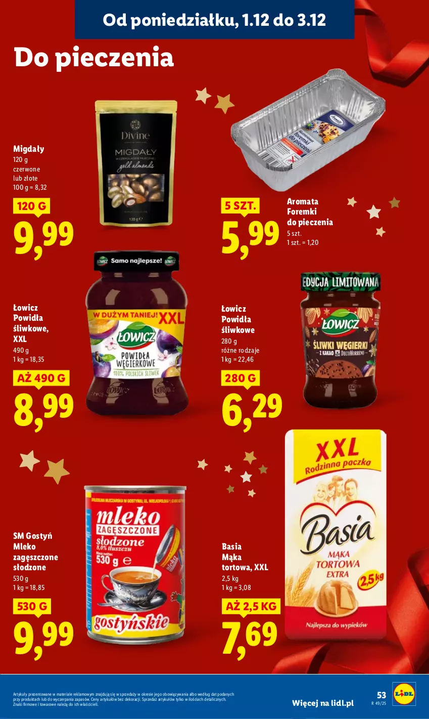 Gazetka promocyjna Lidl - GAZETKA - ważna 01.12 do 03.12.2025 - strona 55 - produkty: Basia, Foremki, Mąka, Mąka tortowa, Migdały, Mleko, Mleko zagęszczone, Piec
