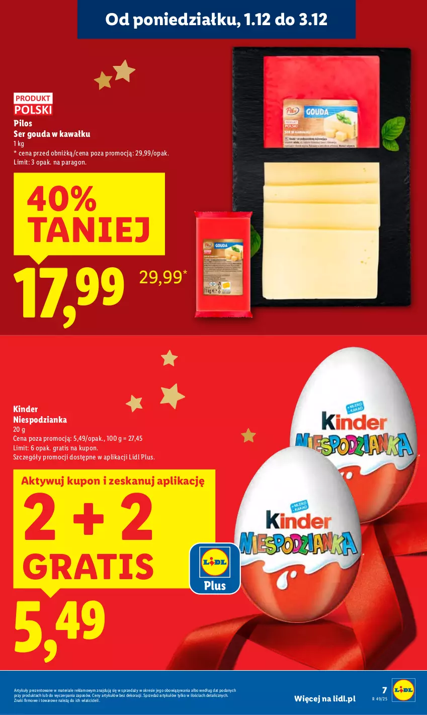 Gazetka promocyjna Lidl - GAZETKA - ważna 01.12 do 03.12.2025 - strona 7 - produkty: Gouda, Gra, Kawa, Kinder, Pilos, Ser