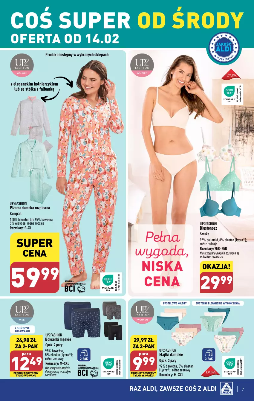 Gazetka promocyjna Aldi - Artykuły przemysłowe i tekstylia - ważna 14.02 do 17.02.2024 - strona 7 - produkty: Biustonosz, Bokserki, Fa, Majtki, Piżama, Ser, Wełna