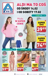 Gazetka promocyjna Aldi - Artykuły przemysłowe i tekstylia - Gazetka - ważna od 17.02 do 17.02.2024 - strona 1 - produkty: Sweter, Gra, Kurtka, Kamizelka, Kurtka softshell, Moda, Botki, Piżama, Fa