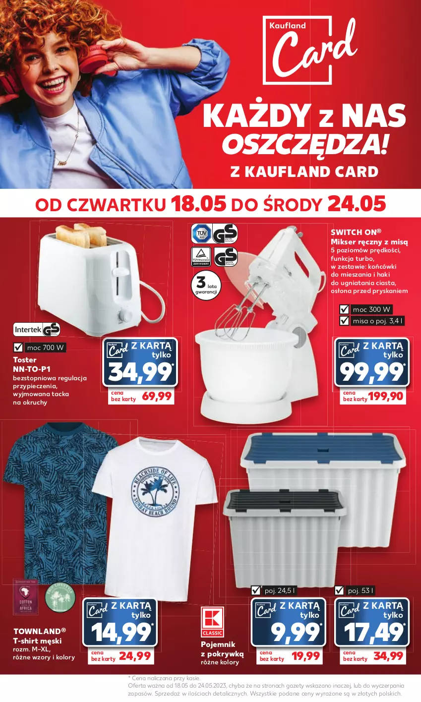 Gazetka promocyjna Kaufland - Mocny Start - ważna 22.05 do 24.05.2023 - strona 18 - produkty: Mikser, Mikser ręczny, Piec, Pojemnik, Pojemnik z pokrywką, Ser, T-shirt, Top, Toster