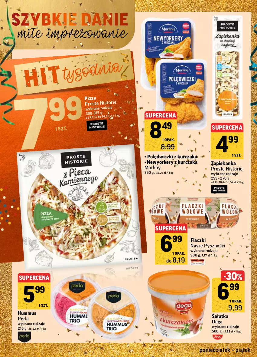 Gazetka promocyjna Intermarche - Gazetka promocyjna - ważna 27.12 do 31.12.2021 - strona 16 - produkty: Dega, Hummus, Kurczak, Morliny, Mus, Pizza, Polędwiczki z kurczaka, Sałat, Sałatka, Zapiekanka