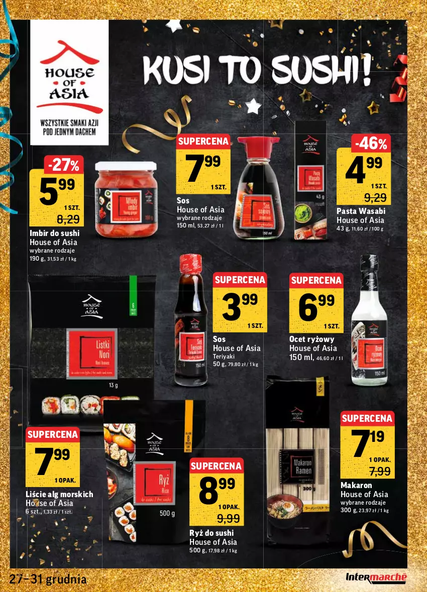 Gazetka promocyjna Intermarche - Gazetka promocyjna - ważna 27.12 do 31.12.2021 - strona 17 - produkty: House of Asia, Imbir, LG, Makaron, Ocet, Ocet ryżowy, Pasta wasabi, Ryż, Ryż do sushi, Sos, Sushi, Wasa