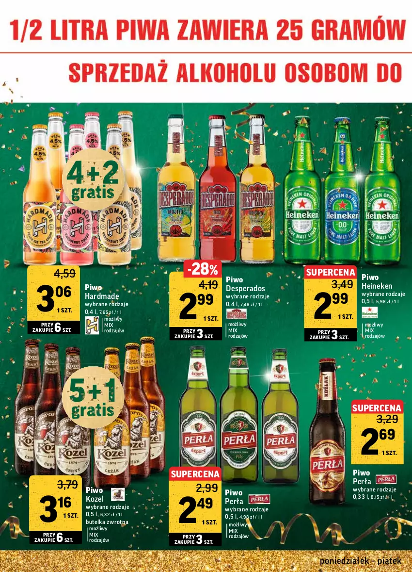 Gazetka promocyjna Intermarche - Gazetka promocyjna - ważna 27.12 do 31.12.2021 - strona 28 - produkty: Desperados, Gra, Heineken, Kozel, Perła, Piwo