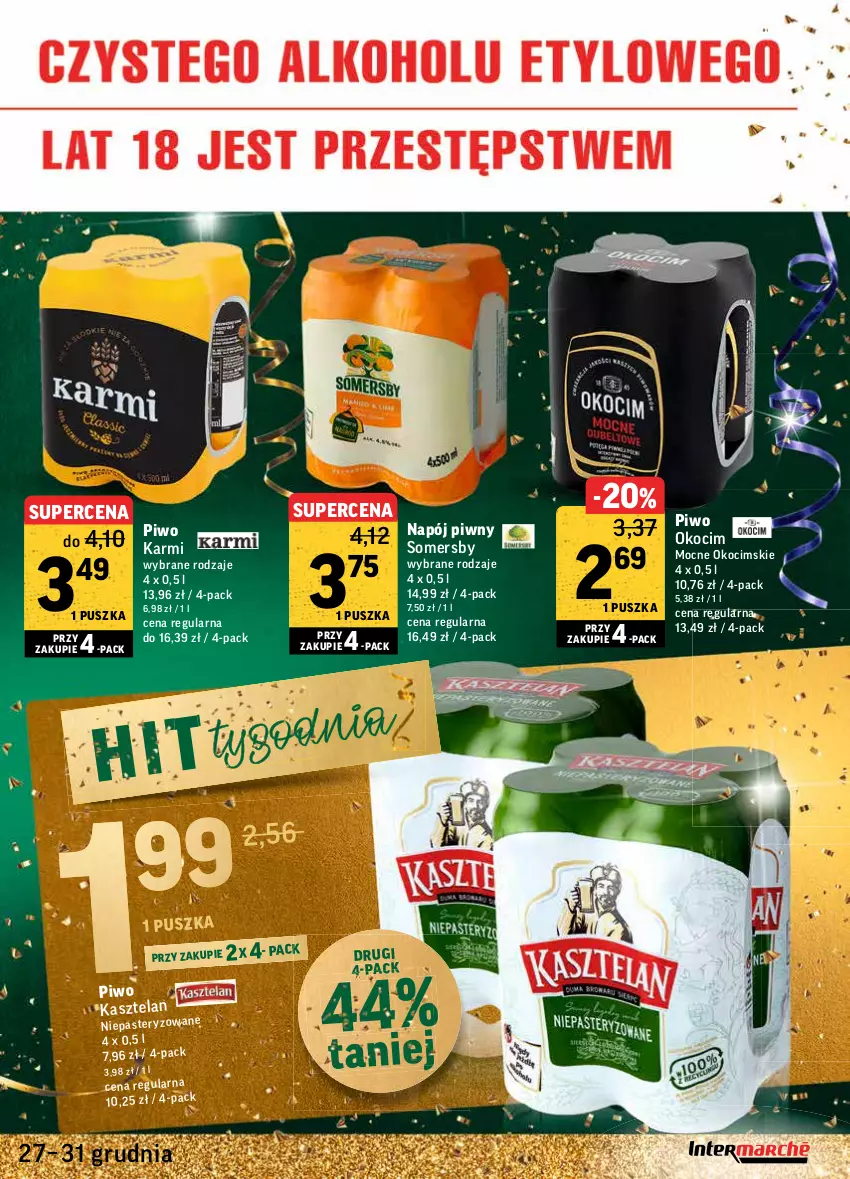 Gazetka promocyjna Intermarche - Gazetka promocyjna - ważna 27.12 do 31.12.2021 - strona 29 - produkty: Karmi, Kasztelan, Koc, Napój, Okocim, Piwo, Somersby