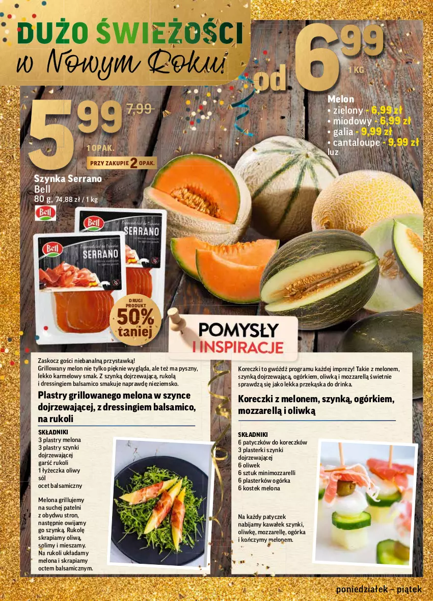 Gazetka promocyjna Intermarche - Gazetka promocyjna - ważna 27.12 do 31.12.2021 - strona 8 - produkty: Bell, Dres, Gra, Grill, Inka, Kawa, Koc, Melon, Ocet, Ocet balsamiczny, Plasterki, Ser, Sól, Stek, Szynka, Wałek