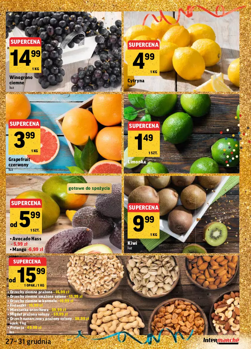 Gazetka promocyjna Intermarche - Gazetka promocyjna - ważna 27.12 do 31.12.2021 - strona 9 - produkty: Avocado, Gra, Kiwi, Limonka, Mango, Mieszanka orzechowa, Wino