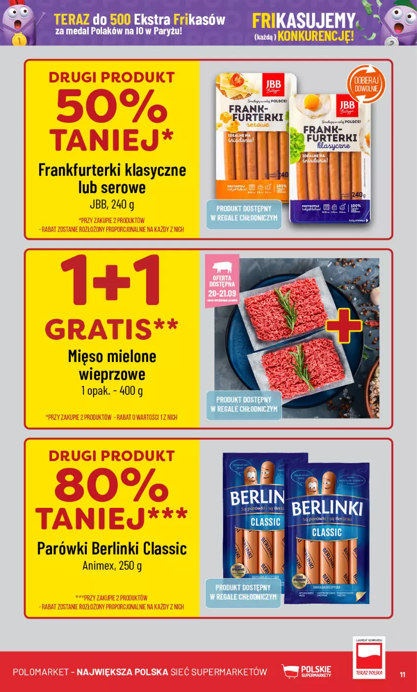 Gazetka promocyjna PoloMarket - Gazetka pomocyjna - ważna 18.09 do 24.09.2024 - strona 11 - produkty: Berlinki, Frankfurterki, Mięso, Mięso mielone, Parówki, Ryż, Ser, Tera