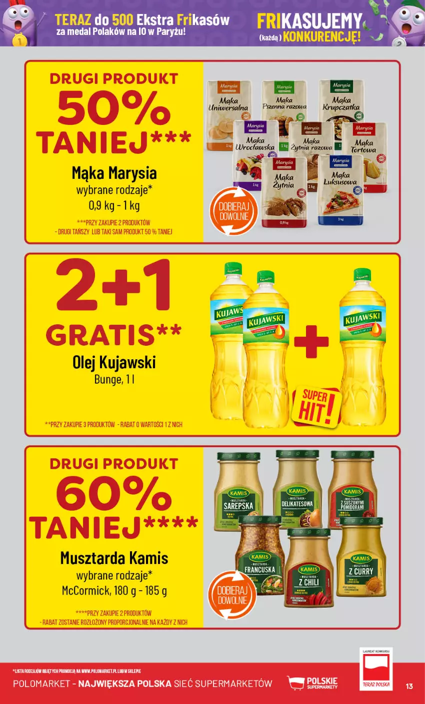 Gazetka promocyjna PoloMarket - Gazetka pomocyjna - ważna 18.09 do 24.09.2024 - strona 13 - produkty: Kamis, Kujawski, Laur, Mąka, Mus, Musztarda, Olej, Por