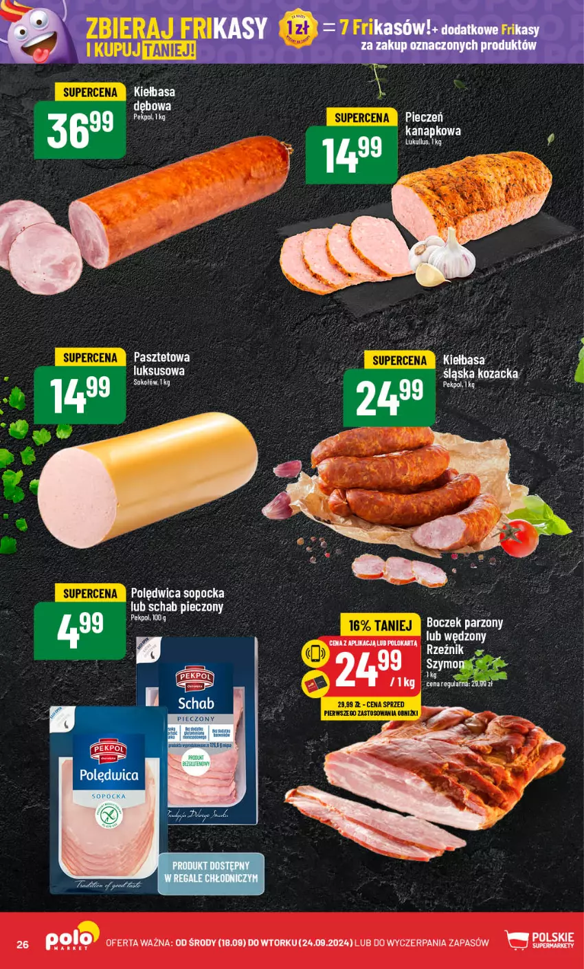 Gazetka promocyjna PoloMarket - Gazetka pomocyjna - ważna 18.09 do 24.09.2024 - strona 26 - produkty: Boczek, Kiełbasa, Pasztet