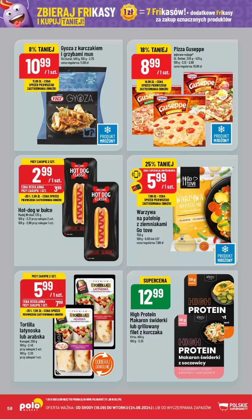 Gazetka promocyjna PoloMarket - Gazetka pomocyjna - ważna 18.09 do 24.09.2024 - strona 58 - produkty: Dr. Oetker, Grill, Kawa, Kurczak, Madej Wróbel, Makaron, Pizza, Tortilla, Virtu, Warzywa