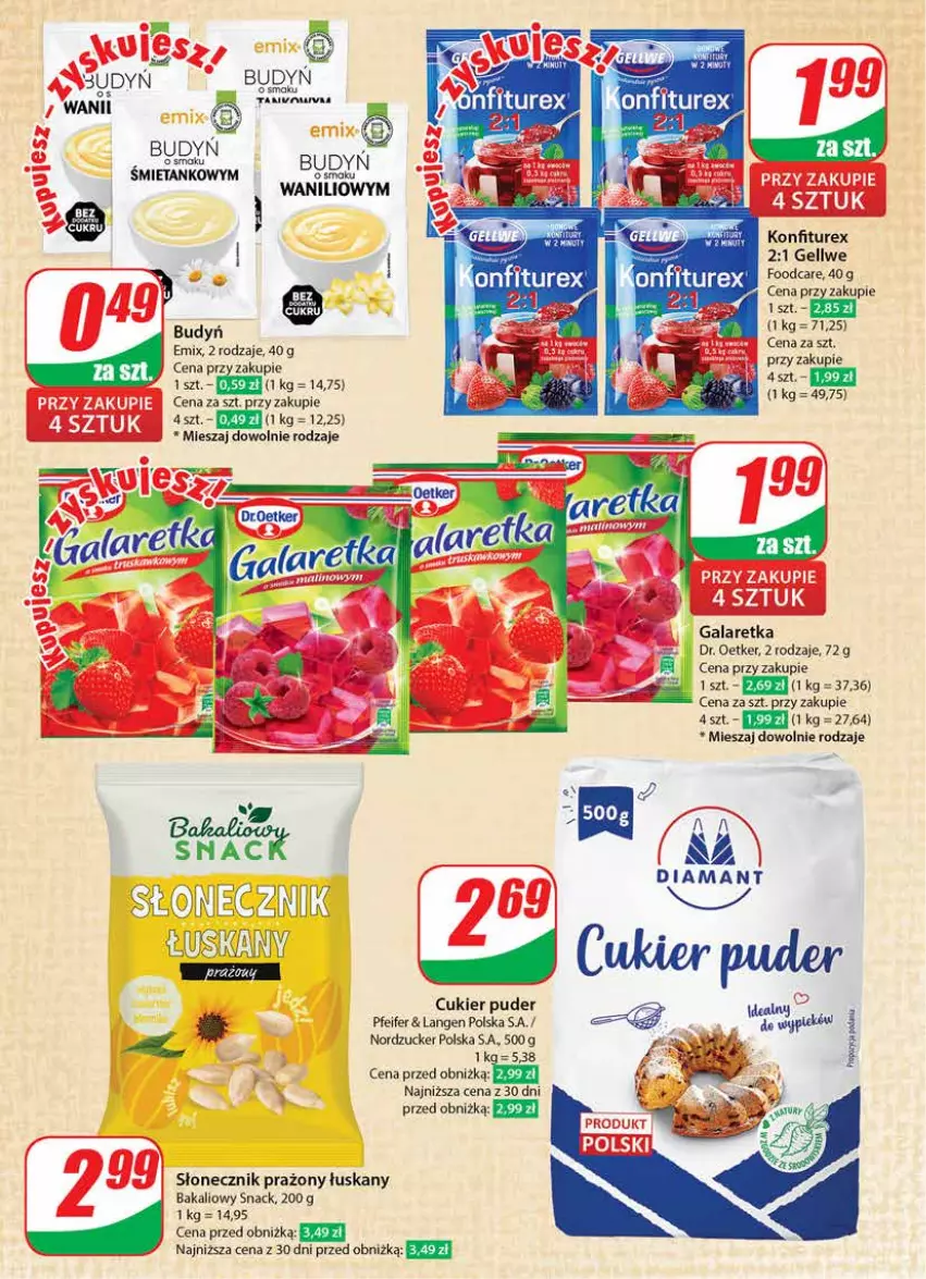 Gazetka promocyjna Dino - Gazetka 36 / 2024 - ważna 04.09 do 10.09.2024 - strona 12 - produkty: Budyń, Cukier, Cukier puder, Diamant, Dr. Oetker, Gala, Galaretka, Puder, Słonecznik prażony