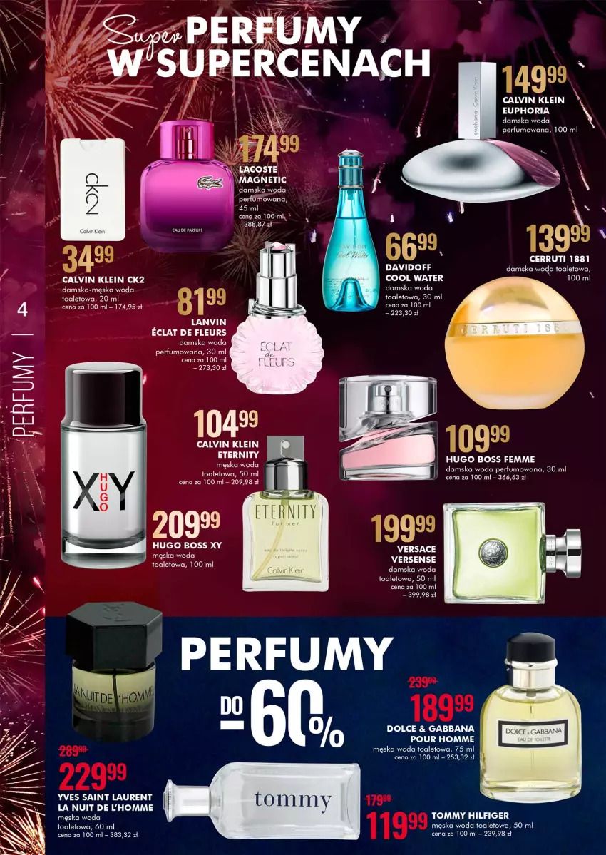 Gazetka promocyjna Super Pharm - Gazetka - ważna 27.12.2021 do 10.01.2022 - strona 4 - produkty: Calvin Klein, Cerruti, Eclat, Hugo Boss, K2, Lanvin, Laur, Perfum, Woda, Woda perfumowana, Woda toaletowa, Yves Saint Laurent