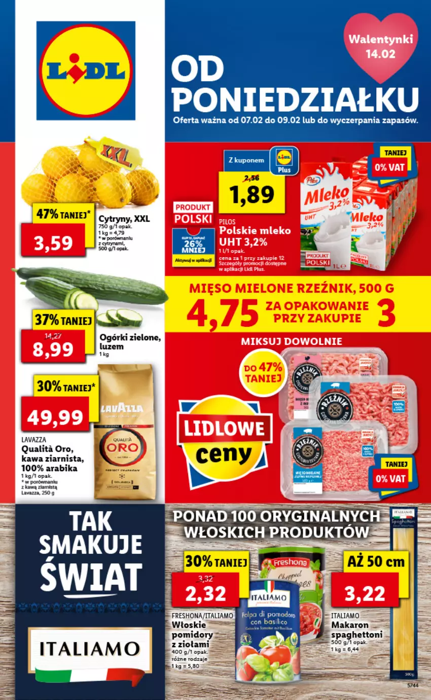 Gazetka promocyjna Lidl - GAZETKA - ważna 07.02 do 09.02.2022 - strona 1 - produkty: Cytryny, Kawa, Kawa ziarnista, Makaron, Pomidory, Por