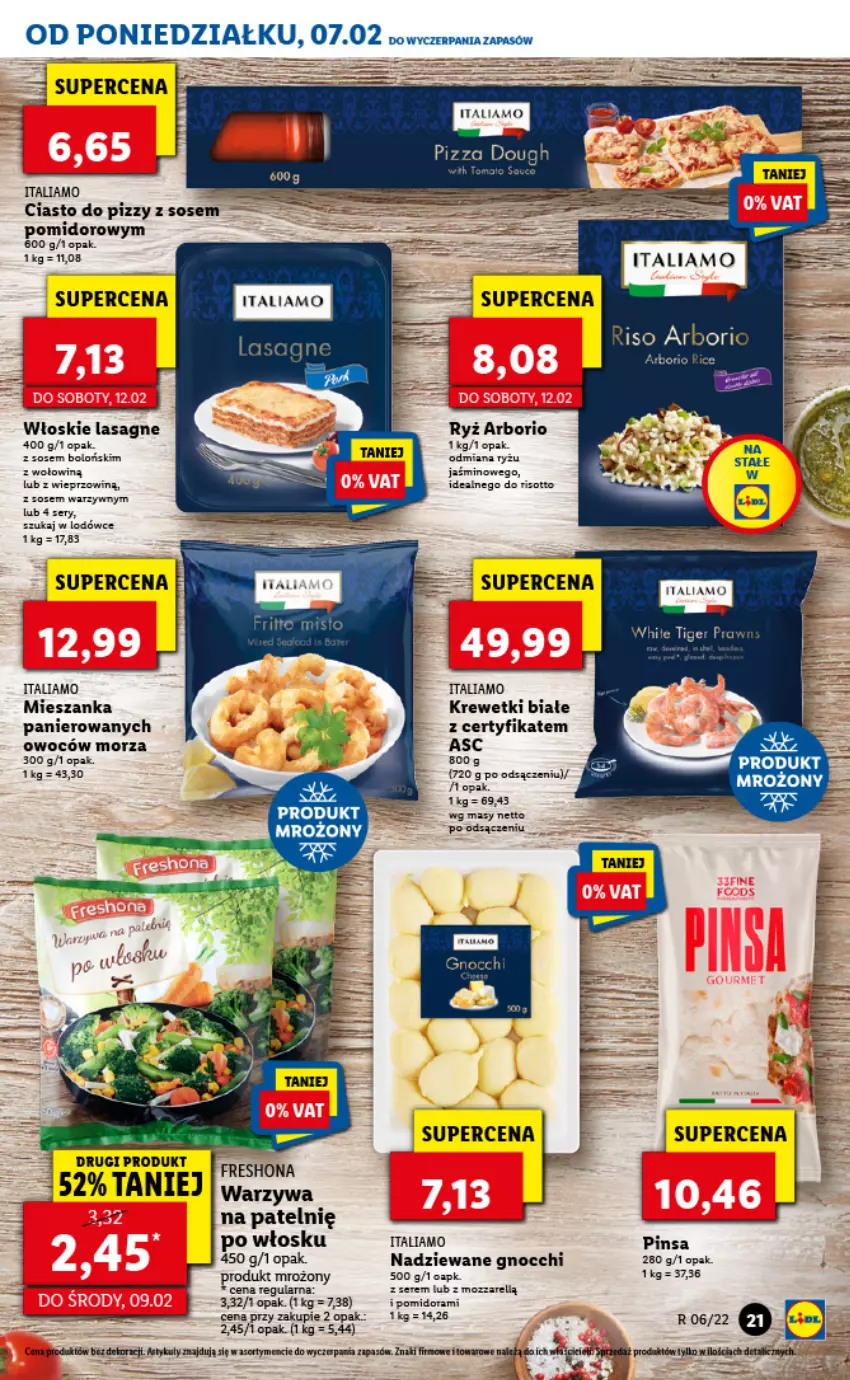 Gazetka promocyjna Lidl - GAZETKA - ważna 07.02 do 09.02.2022 - strona 21 - produkty: Gnocchi, Krewetki, Lasagne, Por, Ryż, Ser, Sos, Warzywa