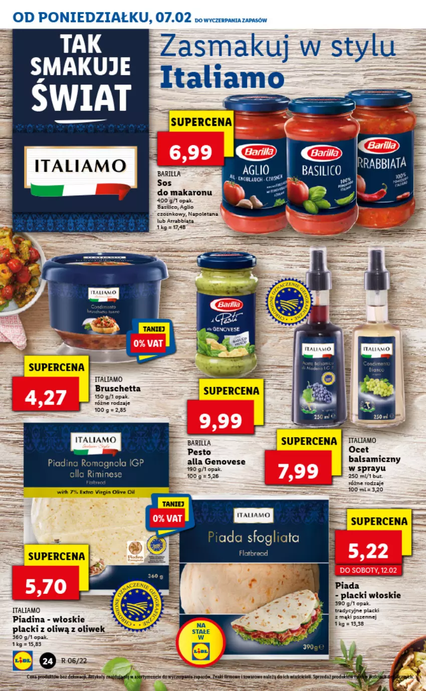 Gazetka promocyjna Lidl - GAZETKA - ważna 07.02 do 09.02.2022 - strona 24 - produkty: Barilla, Fa, Gin, Lack, Makaron, Ocet, Ocet balsamiczny, Pesto, Sos