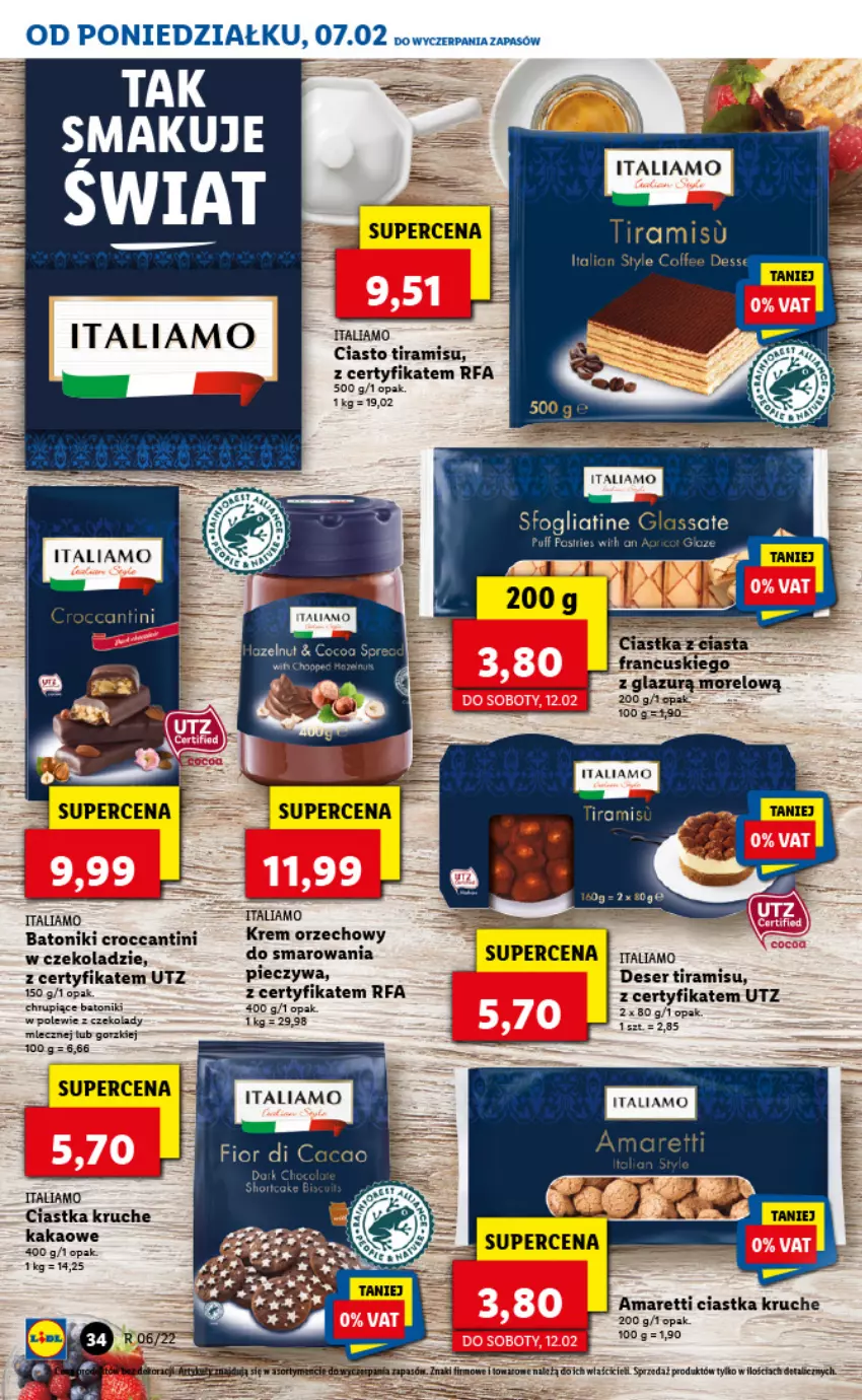 Gazetka promocyjna Lidl - GAZETKA - ważna 07.02 do 09.02.2022 - strona 34 - produkty: Baton, Ciastka, Deser, Fa, Kakao, Krem orzechowy, Lazur, Ser, Tonik