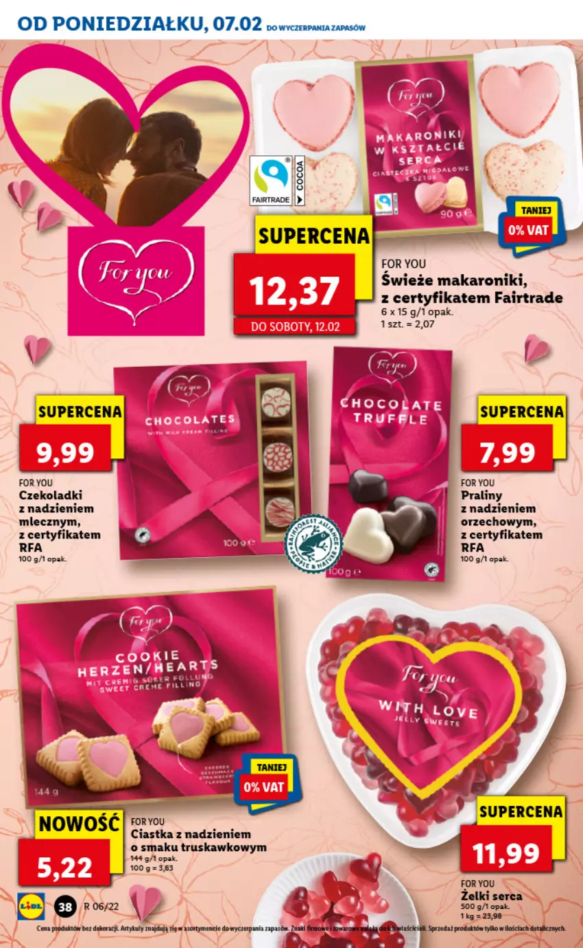 Gazetka promocyjna Lidl - GAZETKA - ważna 07.02 do 09.02.2022 - strona 38 - produkty: Ciastka, Fa, Makaron, Praliny, Ser