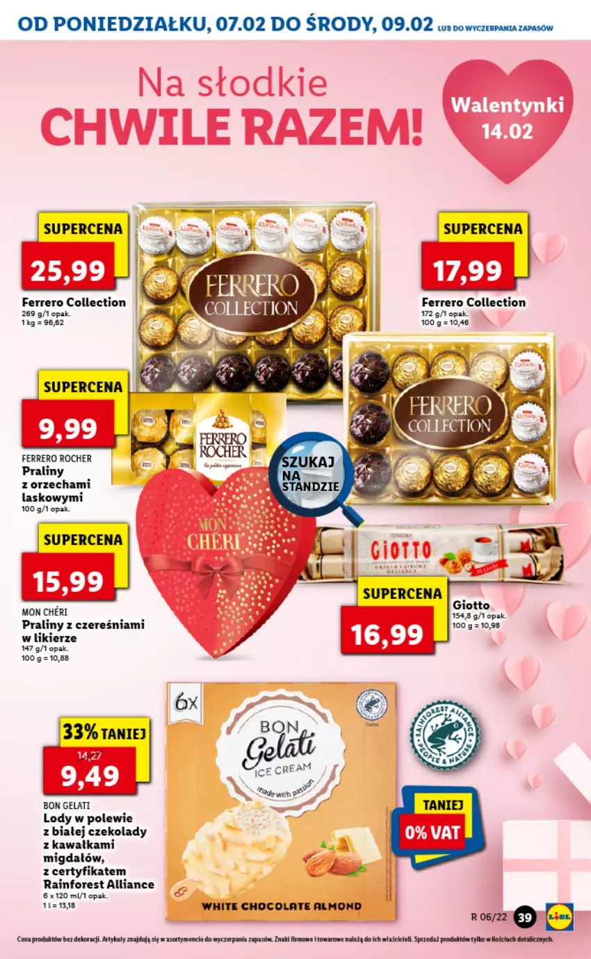 Gazetka promocyjna Lidl - GAZETKA - ważna 07.02 do 09.02.2022 - strona 39 - produkty: Fa, Ferrero, Ferrero Rocher, Kawa, Likier, Lody, Praliny