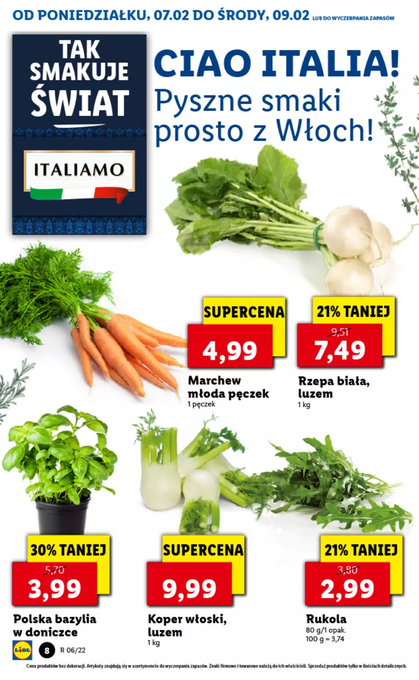 Gazetka promocyjna Lidl - GAZETKA - ważna 07.02 do 09.02.2022 - strona 8 - produkty: Bazyl, Bazylia, Koper włoski, Rukola