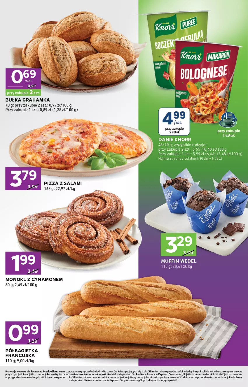 Gazetka promocyjna Stokrotka - Stokrotka Express - ważna 10.07 do 16.07.2025 - strona 3 - produkty: Bagietka, Bułka, Bułka grahamka, Gra, Knorr, Mięso, Owoce, Pizza, Półbagietka, Salami, Warzywa