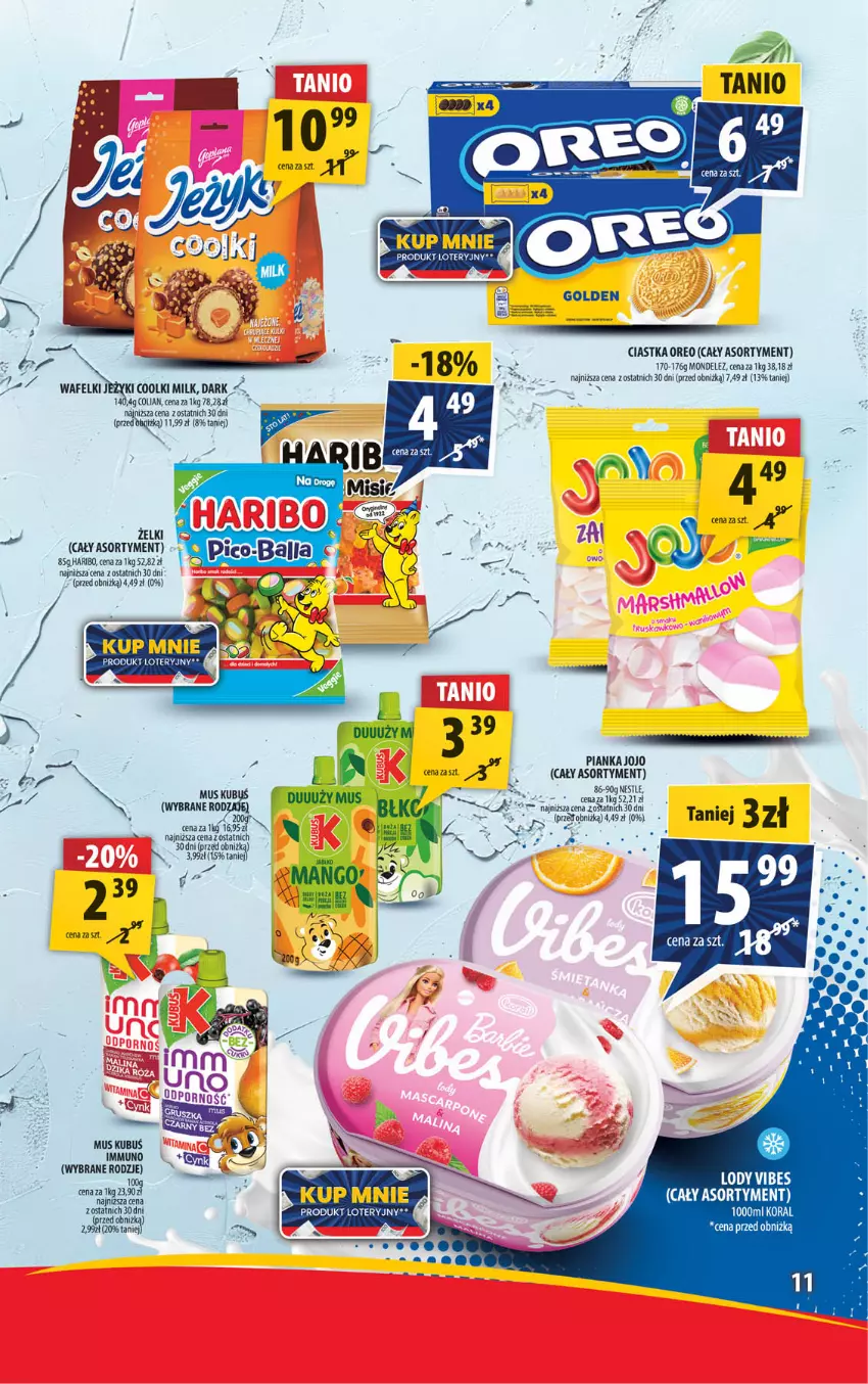 Gazetka promocyjna Arhelan - Gazetka - ważna 18.10 do 27.10.2024 - strona 11 - produkty: Ciastka, Haribo, Koc, Kubuś, Mus, Oreo