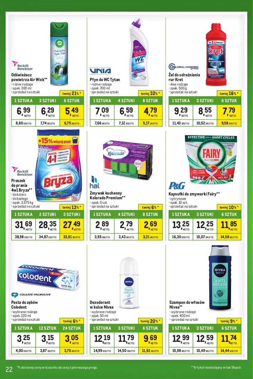 Gazetka promocyjna Makro - Kupujesz więcej płacisz mniej - ważna 31.10 do 27.11.2023 - strona 19 - produkty: Air Wick, Bryza, Dezodorant, Fa, Fairy, Kolorado, Kret, Nivea, Odświeżacz powietrza, Pasta do zębów, Płyn do wc, Proszek do prania, Szampon, Tytan, Zmywarki