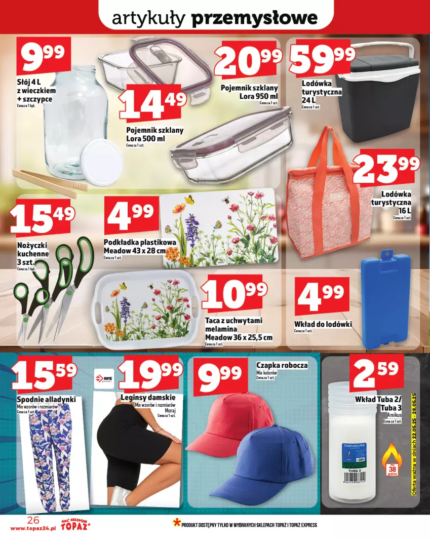 Gazetka promocyjna Topaz - Gazetka - ważna 22.05 do 28.05.2025 - strona 26 - produkty: Lodówka, Noż, Nożyczki, Podkład, Podkładka, Pojemnik, Pojemnik szklany, Szczypce, Taca, Top