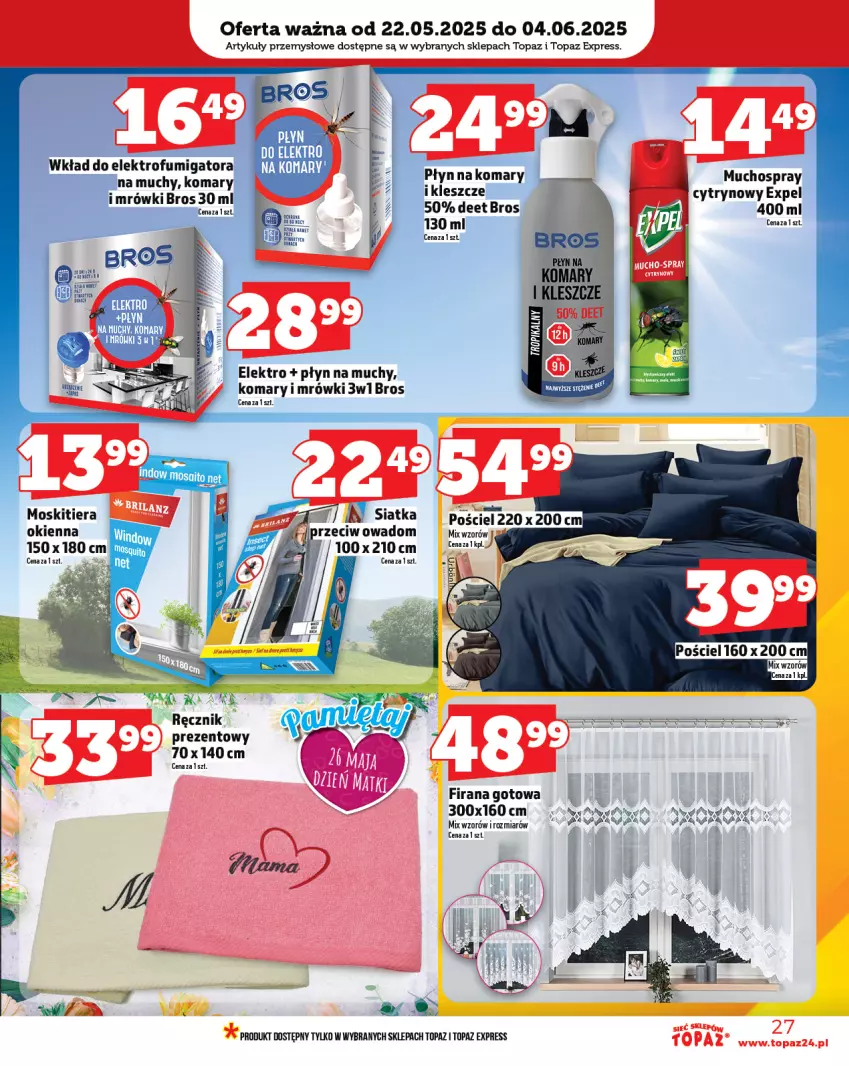 Gazetka promocyjna Topaz - Gazetka - ważna 22.05 do 28.05.2025 - strona 27 - produkty: Firana, Pościel, Ręcznik, Siatka, Top