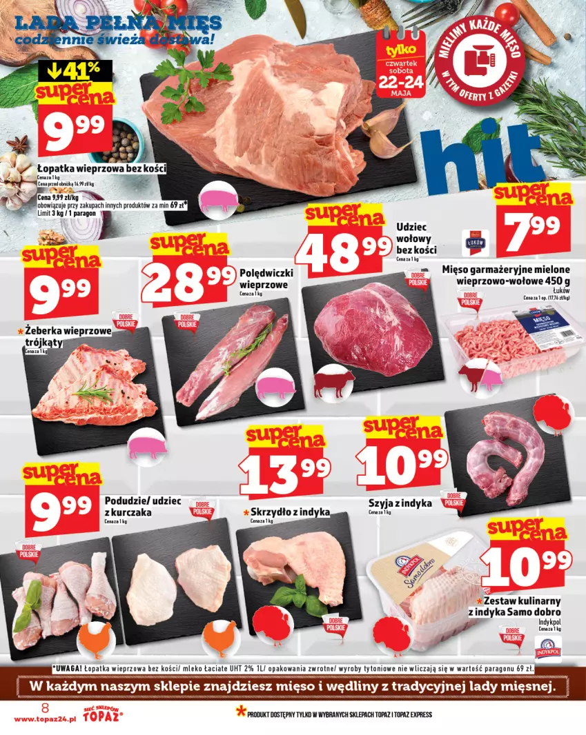 Gazetka promocyjna Topaz - Gazetka - ważna 22.05 do 28.05.2025 - strona 8 - produkty: Koc, Kurczak, Mięso, Mięso garmażeryjne, Mleko, Top, Waga