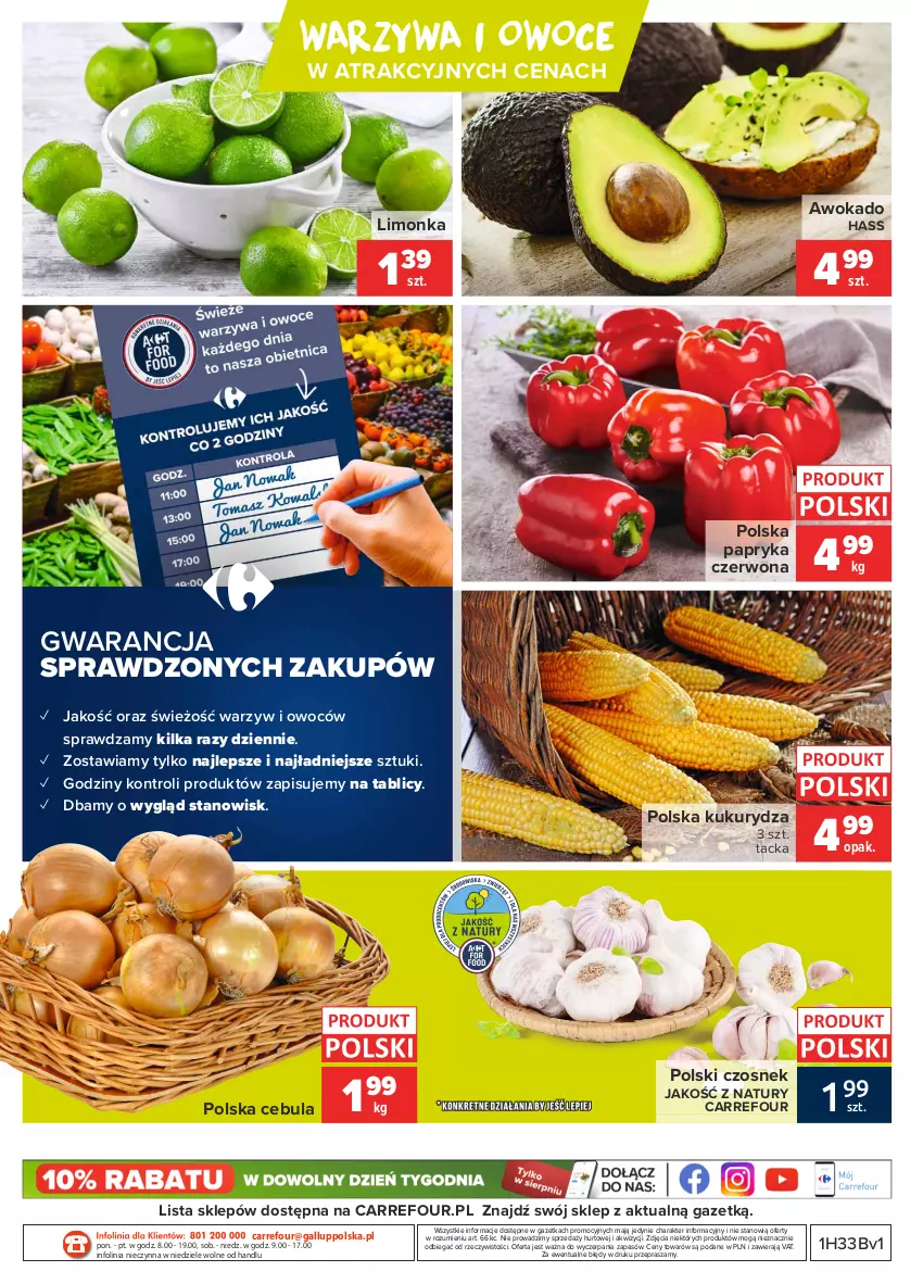 Gazetka promocyjna Carrefour - Gazetka Targi świeżości - ważna 16.08 do 23.08.2021 - strona 4 - produkty: Cebula, Czosnek, Kukurydza, Limonka, Owoce, Papryka, Papryka czerwona, Warzywa, Warzywa i owoce