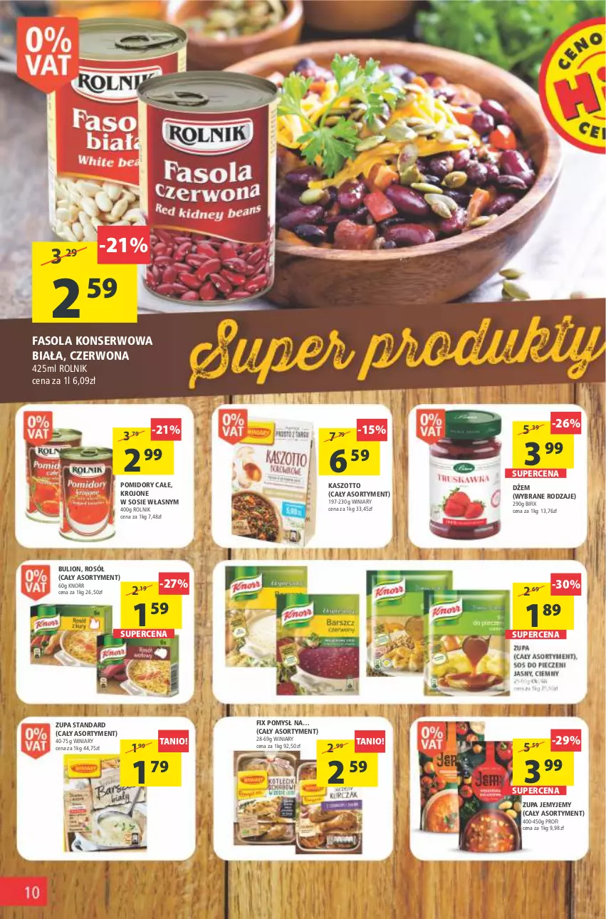 Gazetka promocyjna Arhelan - Gazetka - ważna 25.02 do 05.03.2022 - strona 10 - produkty: Bulion, Dżem, Fa, Fasola, Knorr, Lion, Pomidory, Rolnik, Rosół, Ser, Sos, Winiary, Zott, Zupa