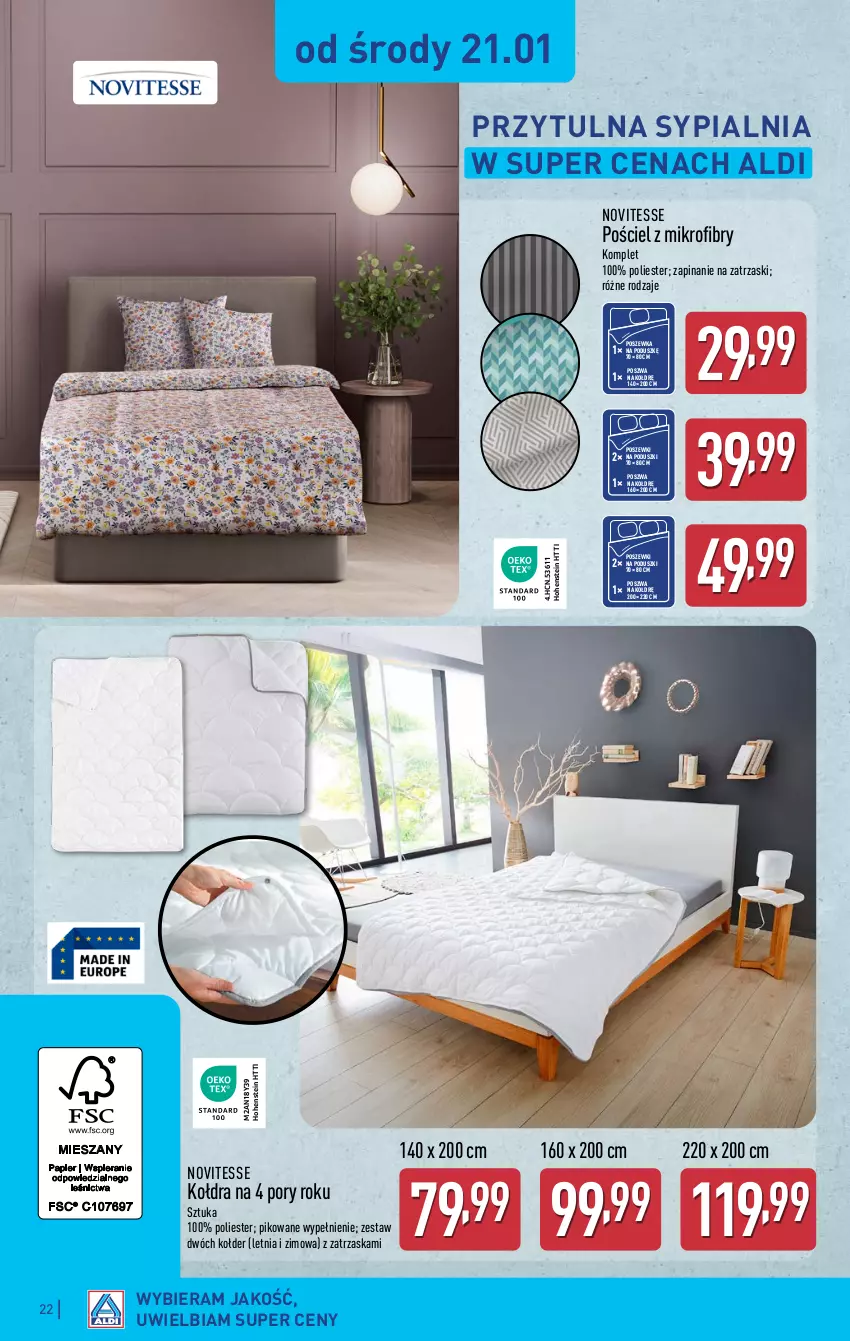Gazetka promocyjna Aldi - Pełna oferta - ważna 19.01 do 25.01.2026 - strona 22 - produkty: Kołdra, Por, Pościel, Poszewka, Sypialnia