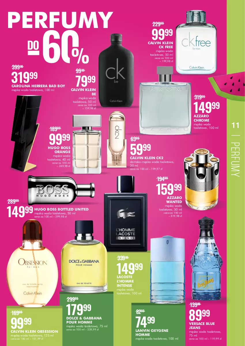 Gazetka promocyjna Super Pharm - Gazetka - ważna 23.06 do 06.07.2022 - strona 11 - produkty: Azzaro, Calvin Klein, Carolina Herrera, Hugo Boss, K2, Lacoste, Lanvin, Perfum, SESSIO, Versace, Woda, Woda toaletowa