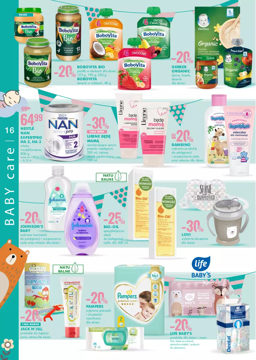 Gazetka promocyjna Super Pharm - Gazetka - ważna 23.06 do 06.07.2022 - strona 16 - produkty: Bio-Oil, BoboVita, Chusteczki, Deser, Dzieci, Gerber, Kosmetyki do pielęgnacji, Lirene, Lovi, Mleko, Mleko modyfikowane, Nestlé, Olej, Pampers, Rum, Ser, Serum