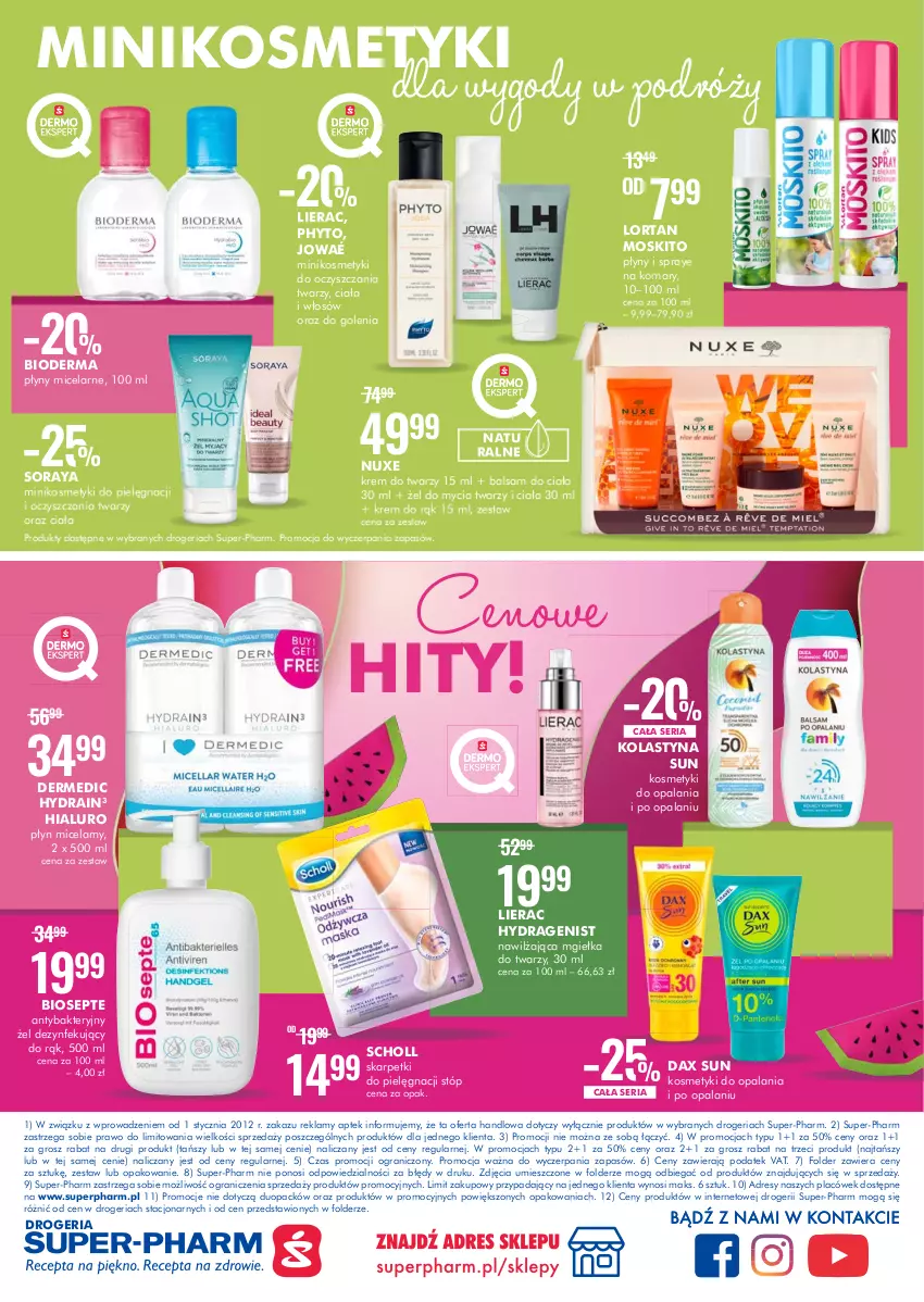 Gazetka promocyjna Super Pharm - Gazetka - ważna 23.06 do 06.07.2022 - strona 20 - produkty: Balsam do ciała, Bioderma, DAX, Dermedic, Dres, Gra, Karp, Kosmetyki do pielęgnacji, Krem do rąk, Krem do twarzy, Lierac, Mgiełka do twarzy, Nuxe, Phyto, Płyn micelarny, Scholl, Ser, Skarpetki