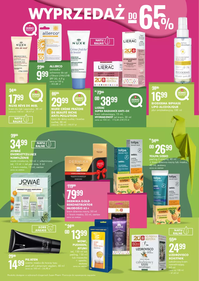 Gazetka promocyjna Super Pharm - Gazetka - ważna 23.06 do 06.07.2022 - strona 4 - produkty: Ayumi, Bioderma, Dermika, Krem do rąk, Lierac, Maska, Maska do twarzy, Nuxe, Opaska, Peeling, Tołpa, Woda, Woda micelarna