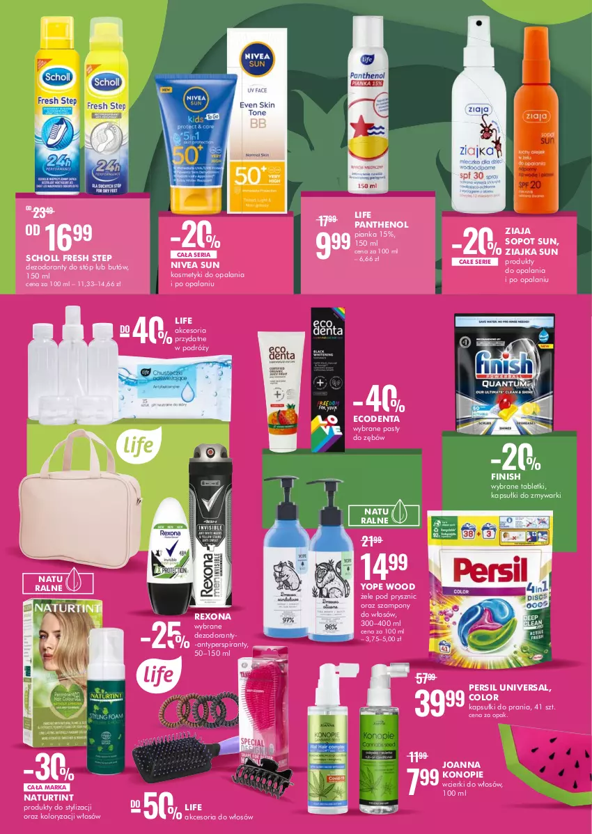 Gazetka promocyjna Super Pharm - Gazetka - ważna 23.06 do 06.07.2022 - strona 5 - produkty: Antyperspirant, Dezodorant, Ecodenta, Finish, Joanna, Kapsułki do prania, Nivea, Persil, Rexona, Scholl, Ser, Szampon, Tablet, Yope, Ziaja, Ziajka, Zmywarki