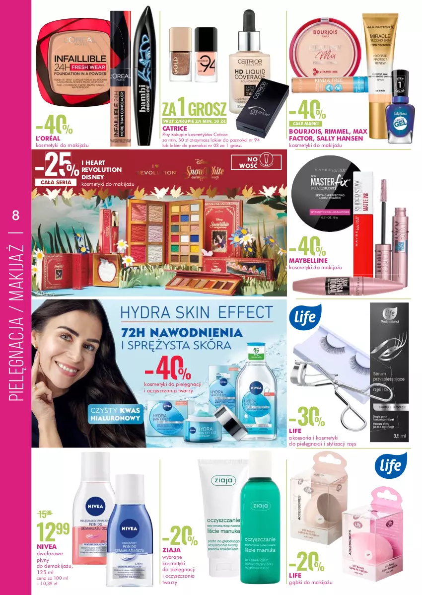 Gazetka promocyjna Super Pharm - Gazetka - ważna 23.06 do 06.07.2022 - strona 8 - produkty: Bell, Bourjois, Catrice, Disney, Fa, Kosmetyki do pielęgnacji, L’Oréal, Lakier, Lakier do paznokci, Makijaż, Max Factor, Maybelline, Nivea, Sally Hansen, Ser, Ziaja